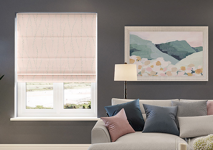 Willow Field, Pastel Pink - Roman Blind - Image 3